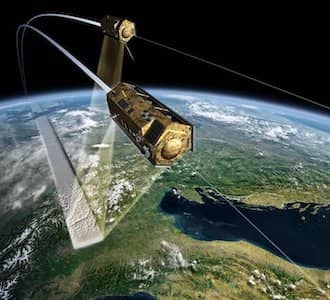 Tandem-X satellite collecting data over Earth